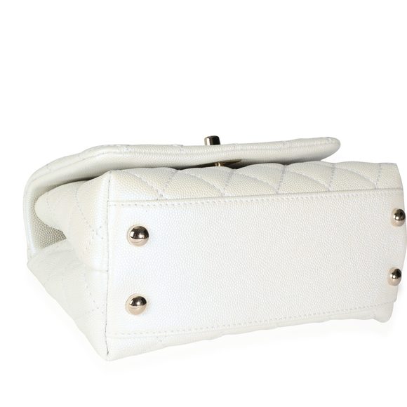 Chanel 20k Iridescent Ivory Quilted Caviar Extra Mini Coco Handle Flap Bag - Picture 6 of 8